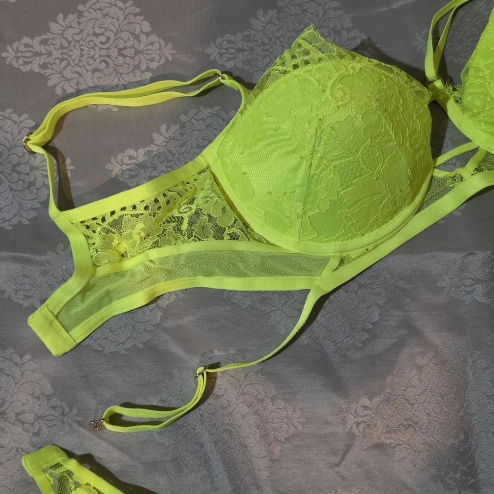 Honey Birdette Neon Green Vanessa Lingerie Set - Picture 6 of 7